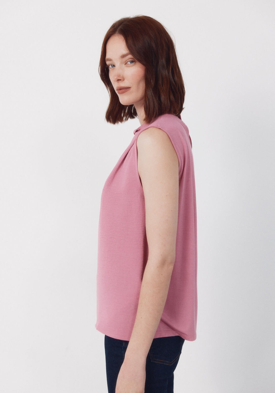 Cortefiel Cropped Teardrop Top - Pink 3 Shaws Department Stores