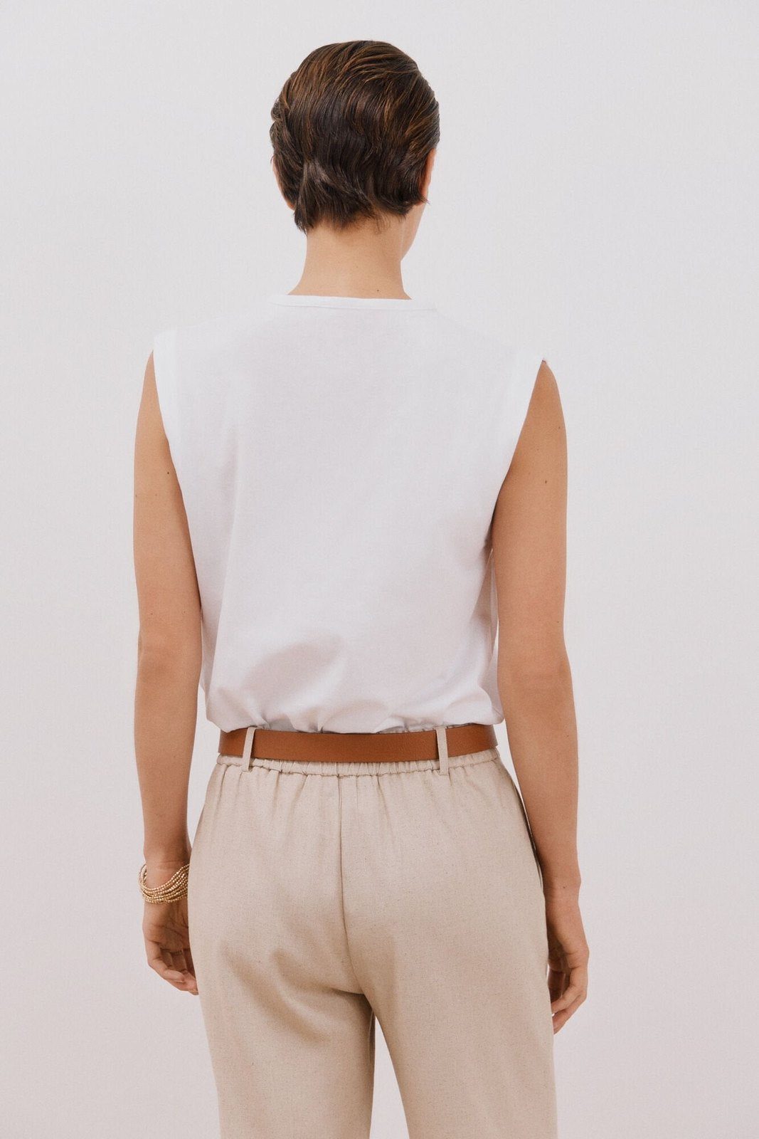Cortefiel Linen Combination Top - White 4 Shaws Department Stores