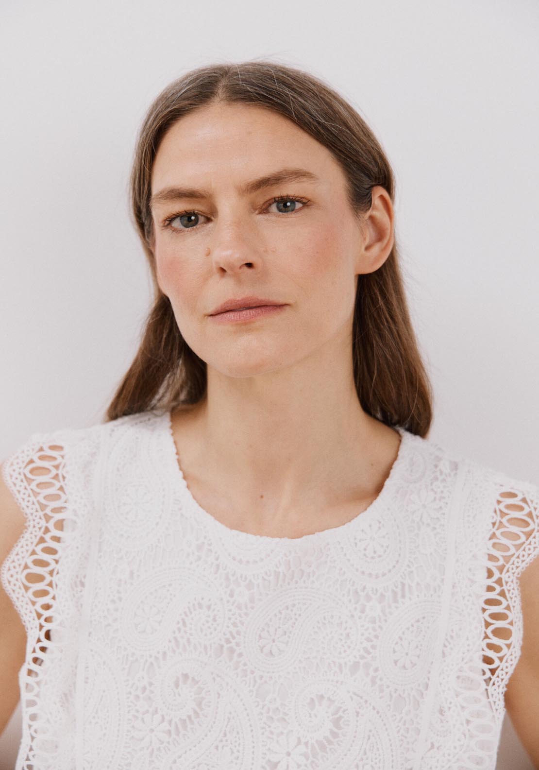 Cortefiel Lace Top - White 3 Shaws Department Stores