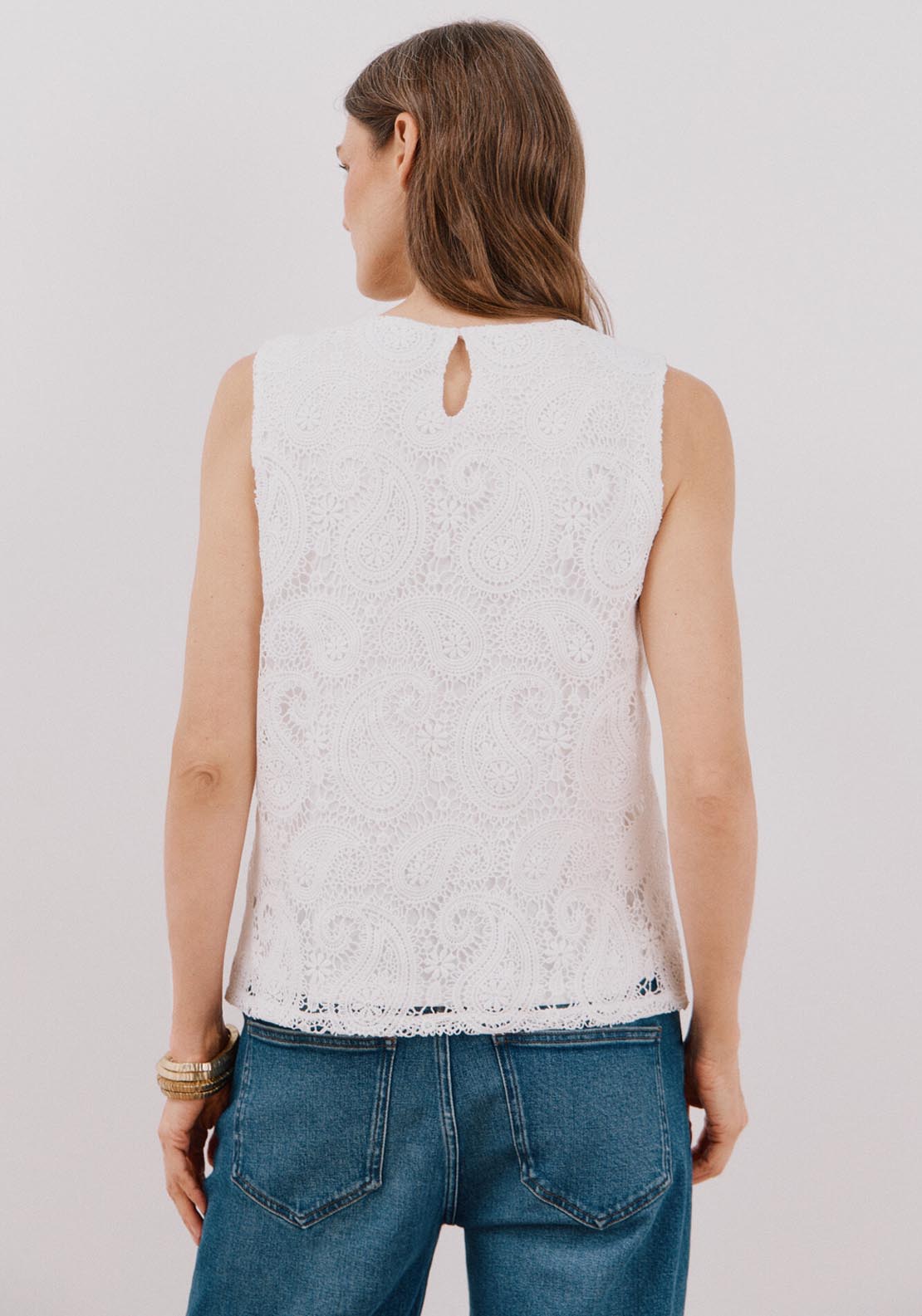 Cortefiel Lace Top - White 5 Shaws Department Stores
