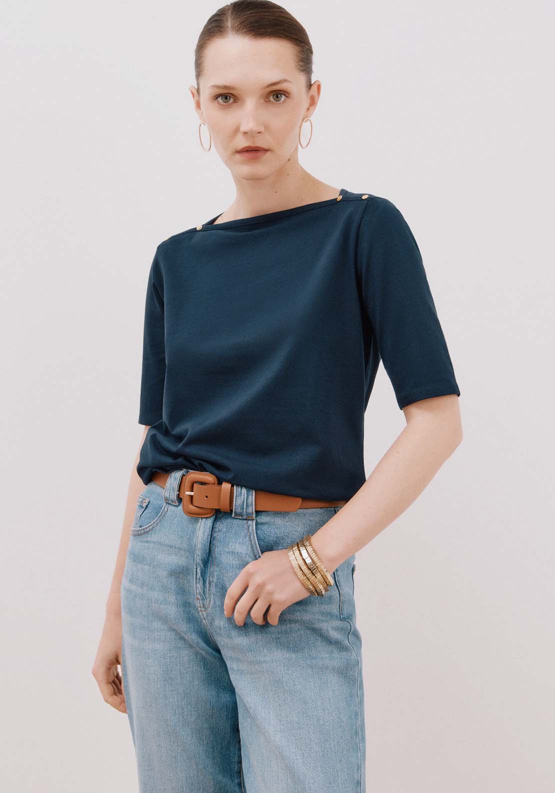 Essential Boat Neck T-Shirt - Blue