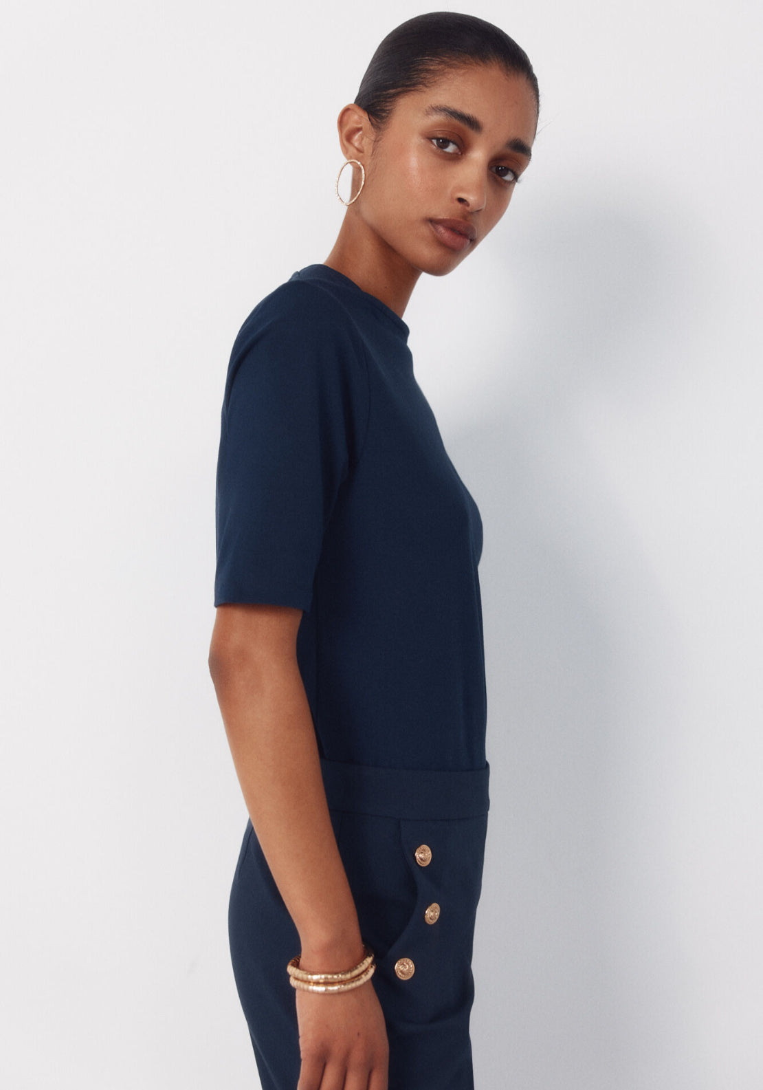 Cortefiel French Sleeves T Shirt - Blue 3 Shaws Department Stores