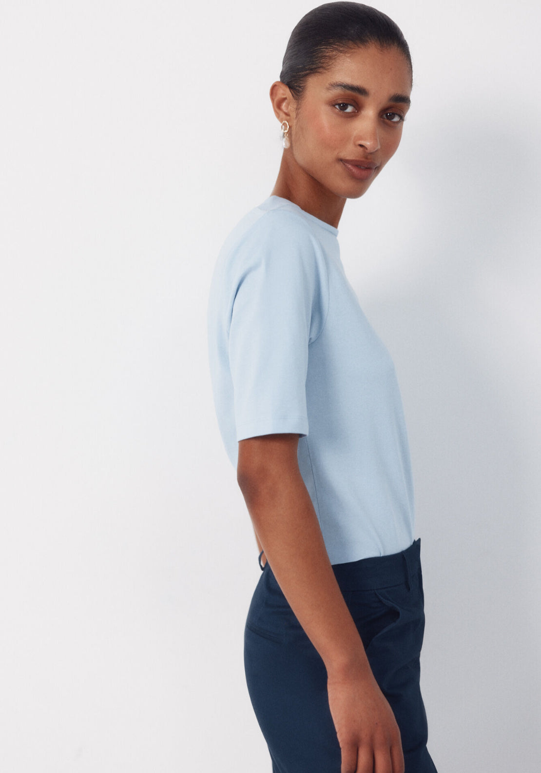 Cortefiel French Sleeve T-shirt - Blue 3 Shaws Department Stores