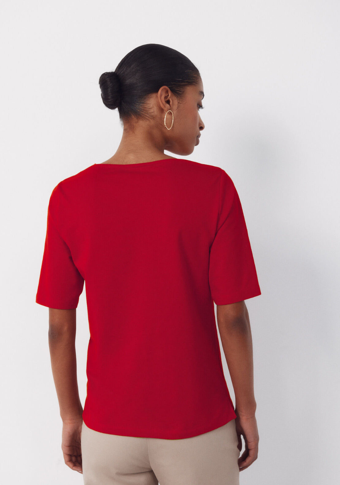 Cortefiel French Sleeves T Shirt - Red 2 Shaws Department Stores