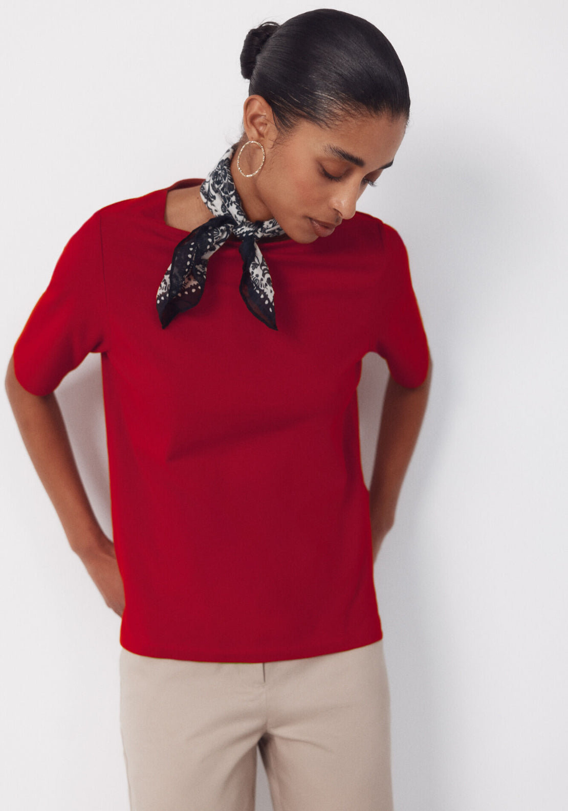 Cortefiel French Sleeves T Shirt - Red 1 Shaws Department Stores