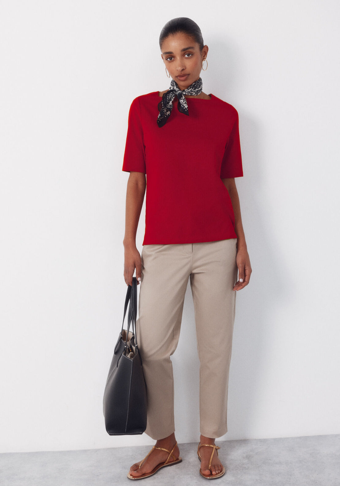 Cortefiel French Sleeves T Shirt - Red 5 Shaws Department Stores