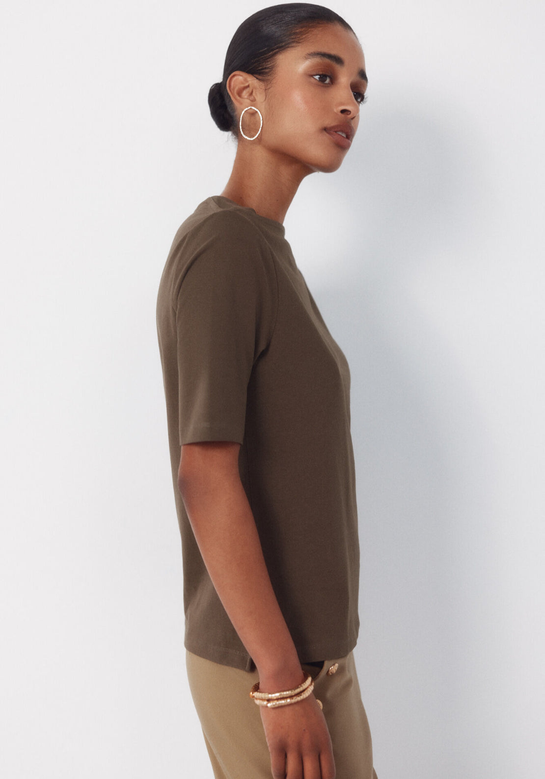 Cortefiel French Sleeves T Shirt - Green 3 Shaws Department Stores