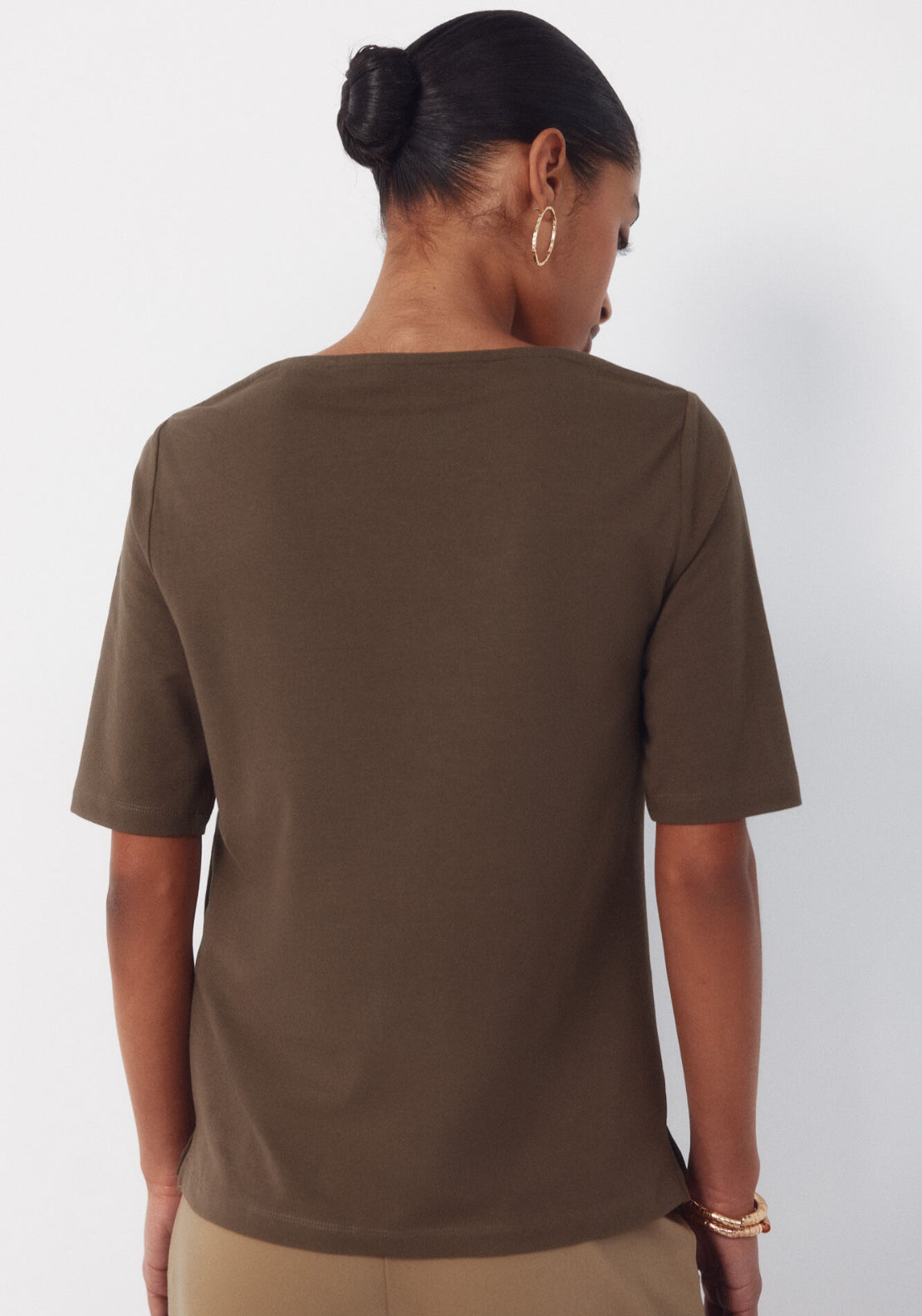 Cortefiel French Sleeves T Shirt - Green 2 Shaws Department Stores