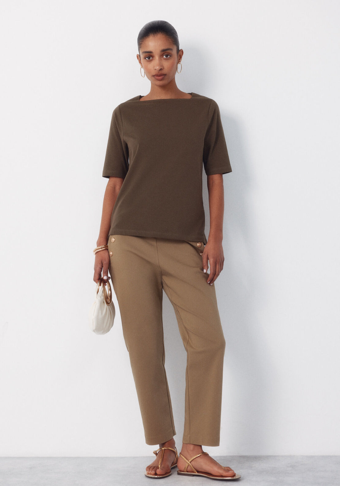 Cortefiel French Sleeves T Shirt - Green 6 Shaws Department Stores