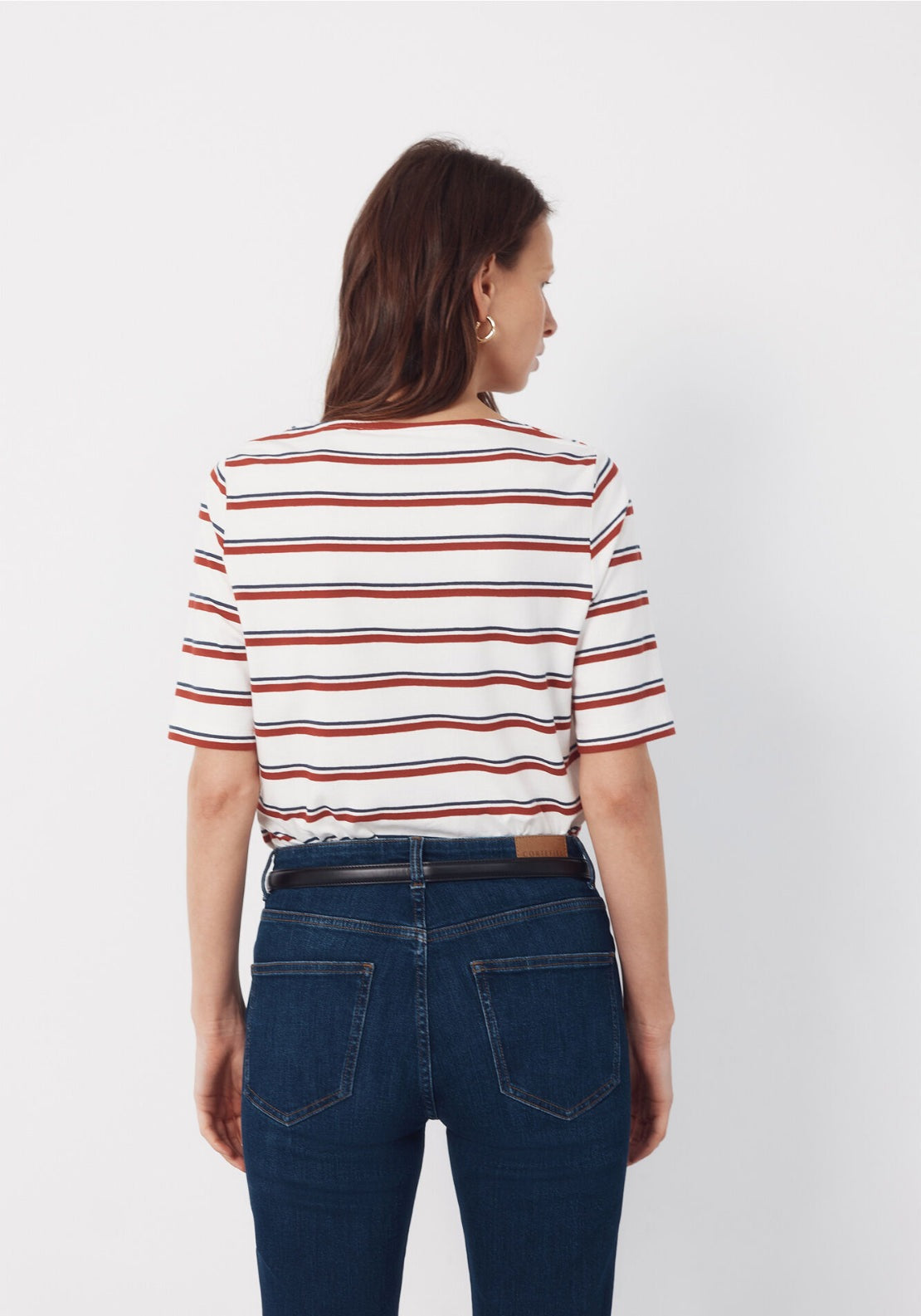 Cortefiel French Sleeves T Shirt - Cream 2 Shaws Department Stores