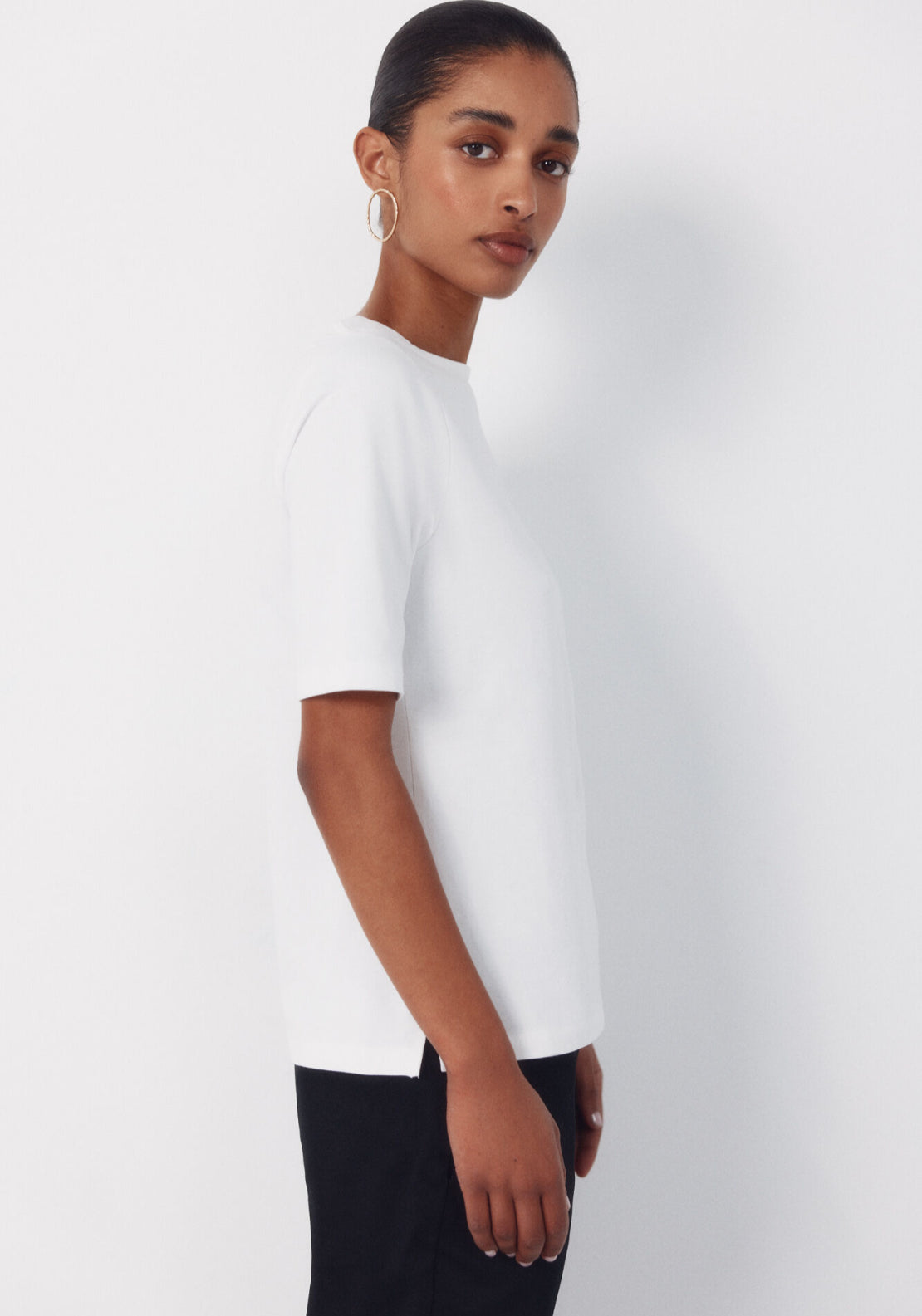 Cortefiel French Sleeves T Shirt - White 3 Shaws Department Stores