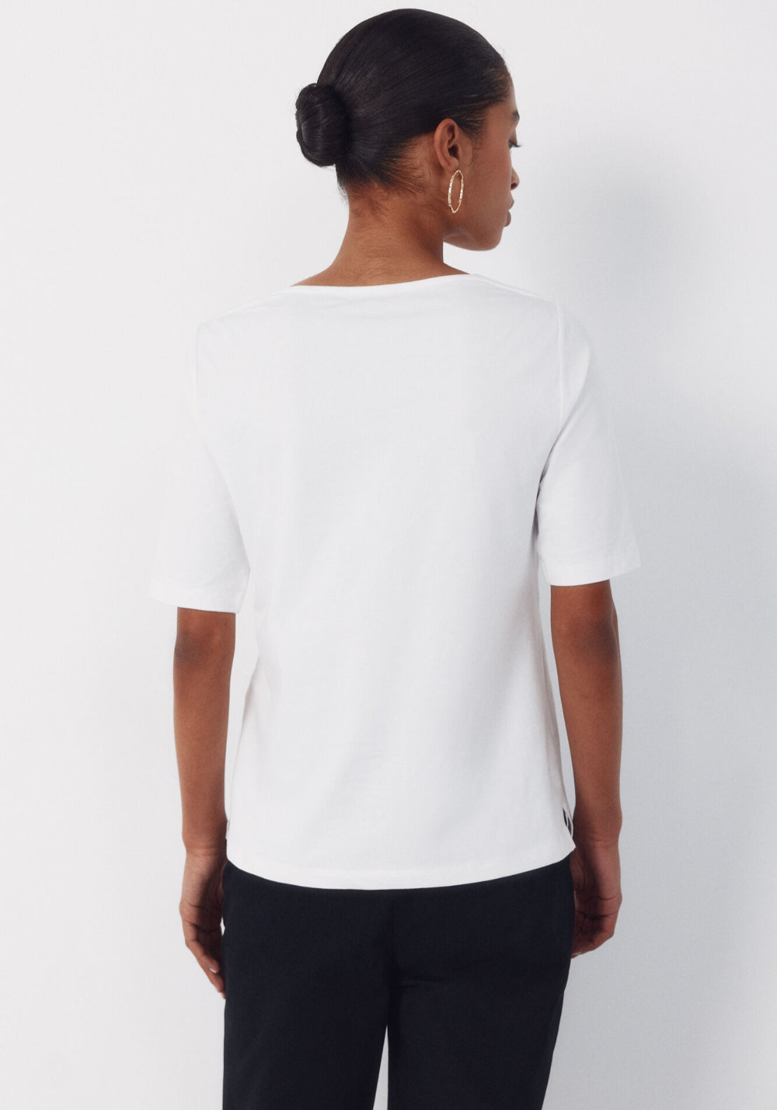 Cortefiel French Sleeves T Shirt - White 2 Shaws Department Stores