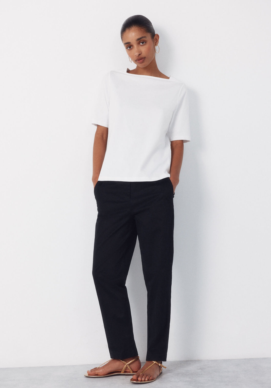 Cortefiel French Sleeves T Shirt - White 5 Shaws Department Stores