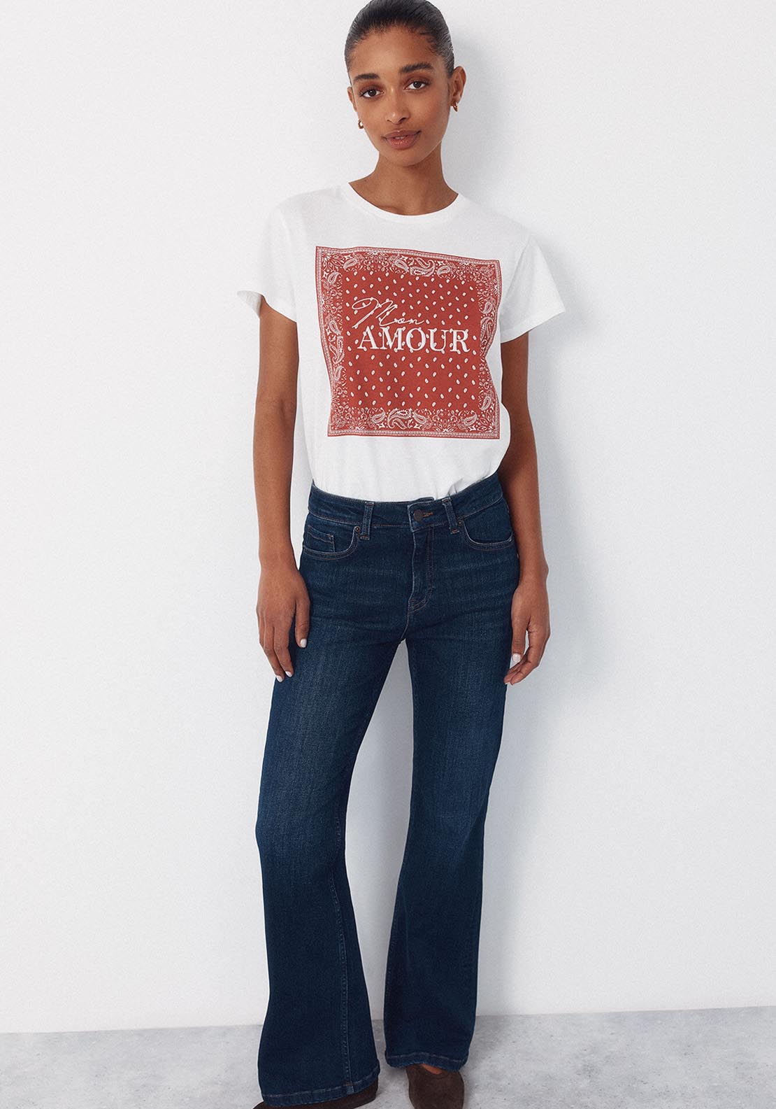 Positional Print T Shirt - Red