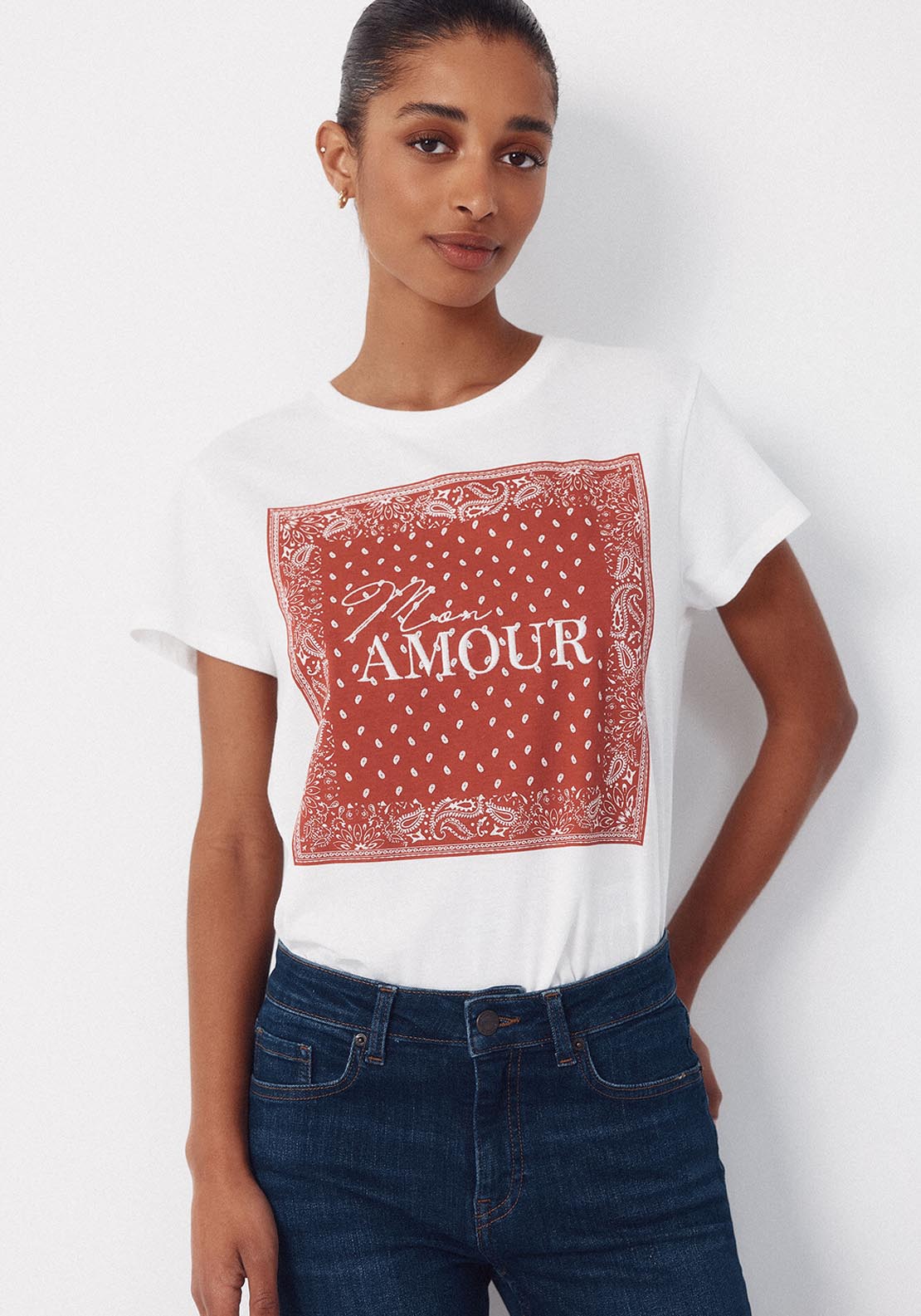Positional Print T Shirt - Red