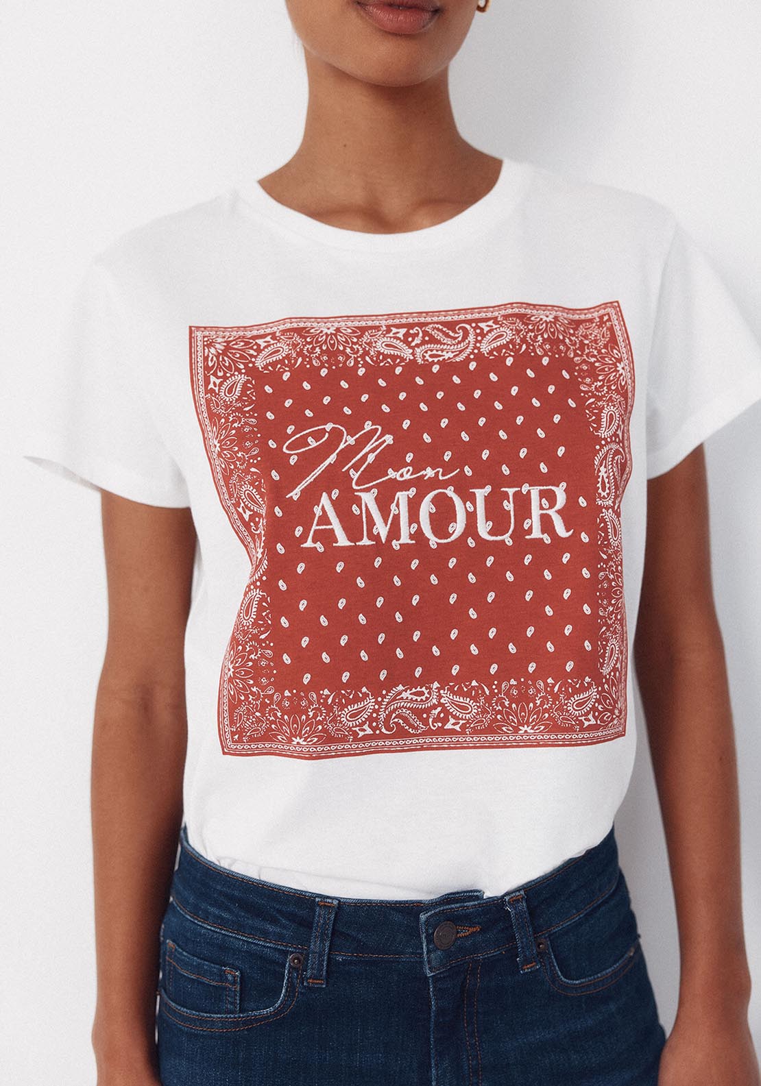 Positional Print T Shirt - Red