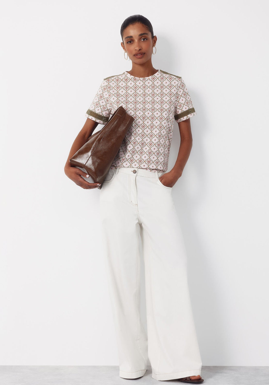 Cortefiel Hemstitch Detail Cotton T-Shirt - Multicolour 4 Shaws Department Stores