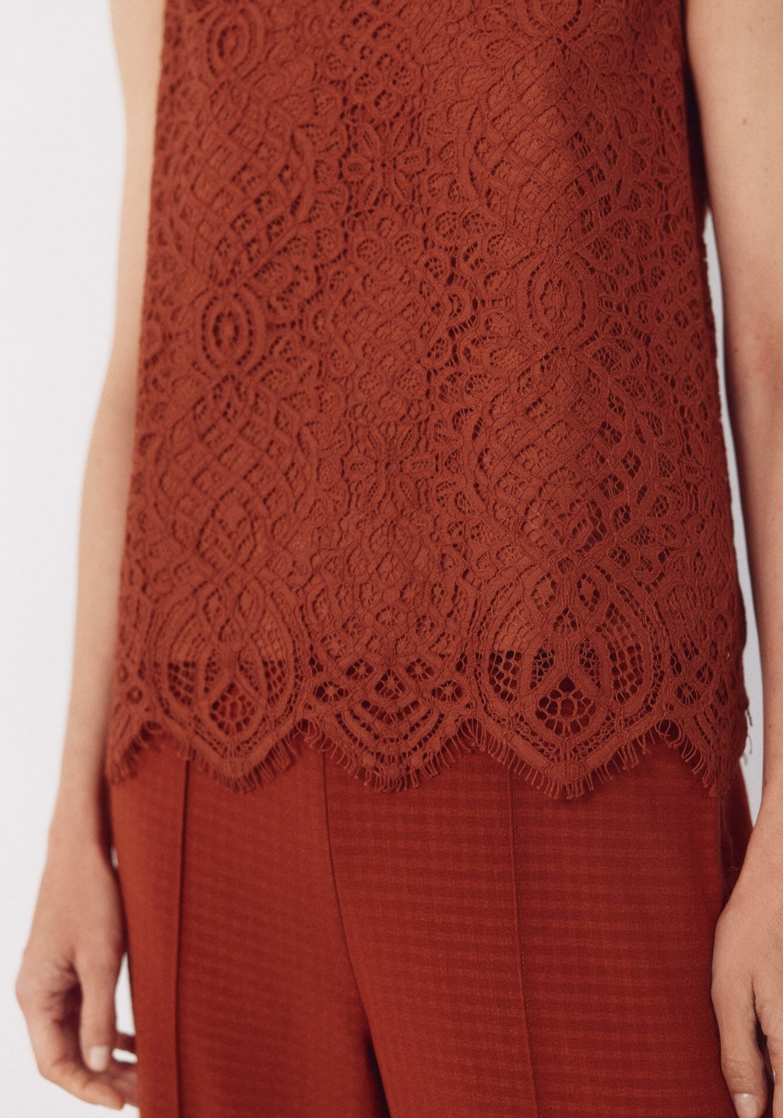 Guipure Lace Top - Medium Brown