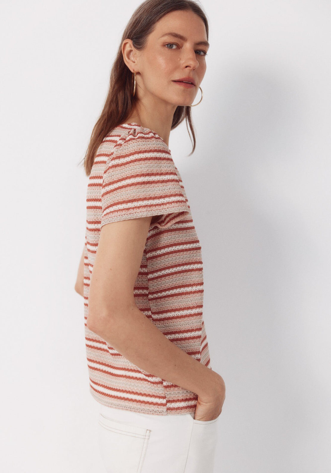 Cortefiel Striped Structured Top - Multicolour 3 Shaws Department Stores