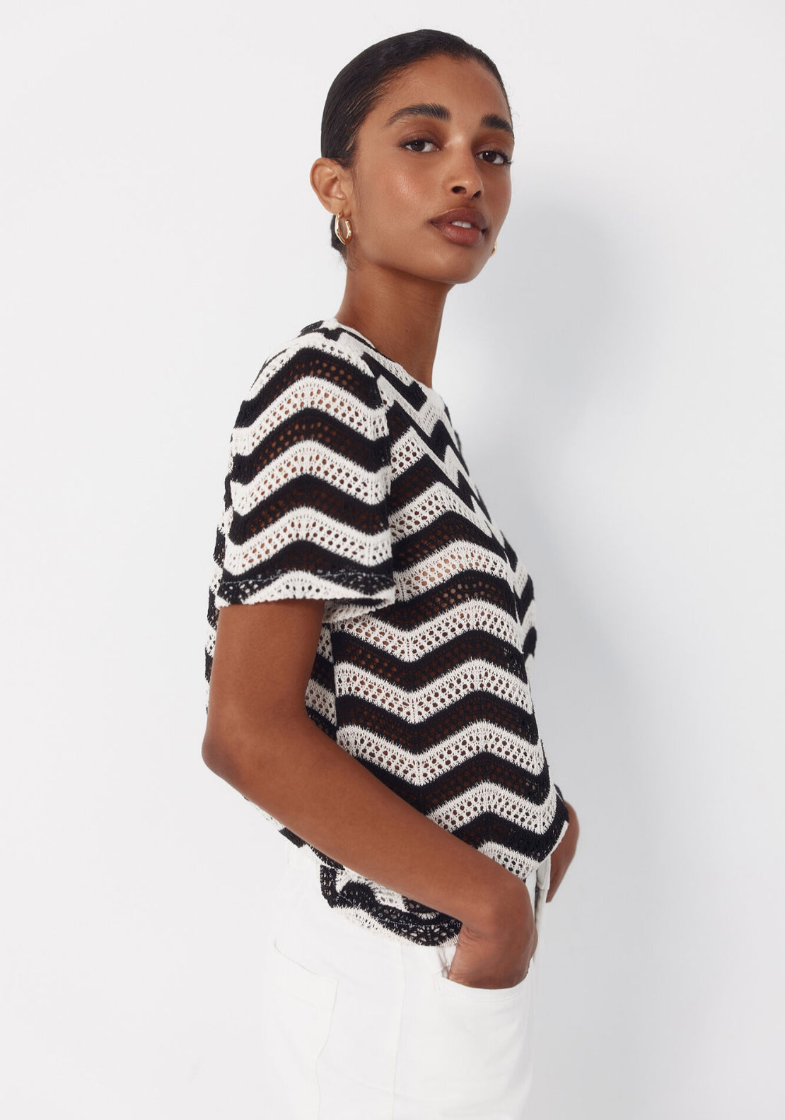 Top Crochet Zig Zag - Black