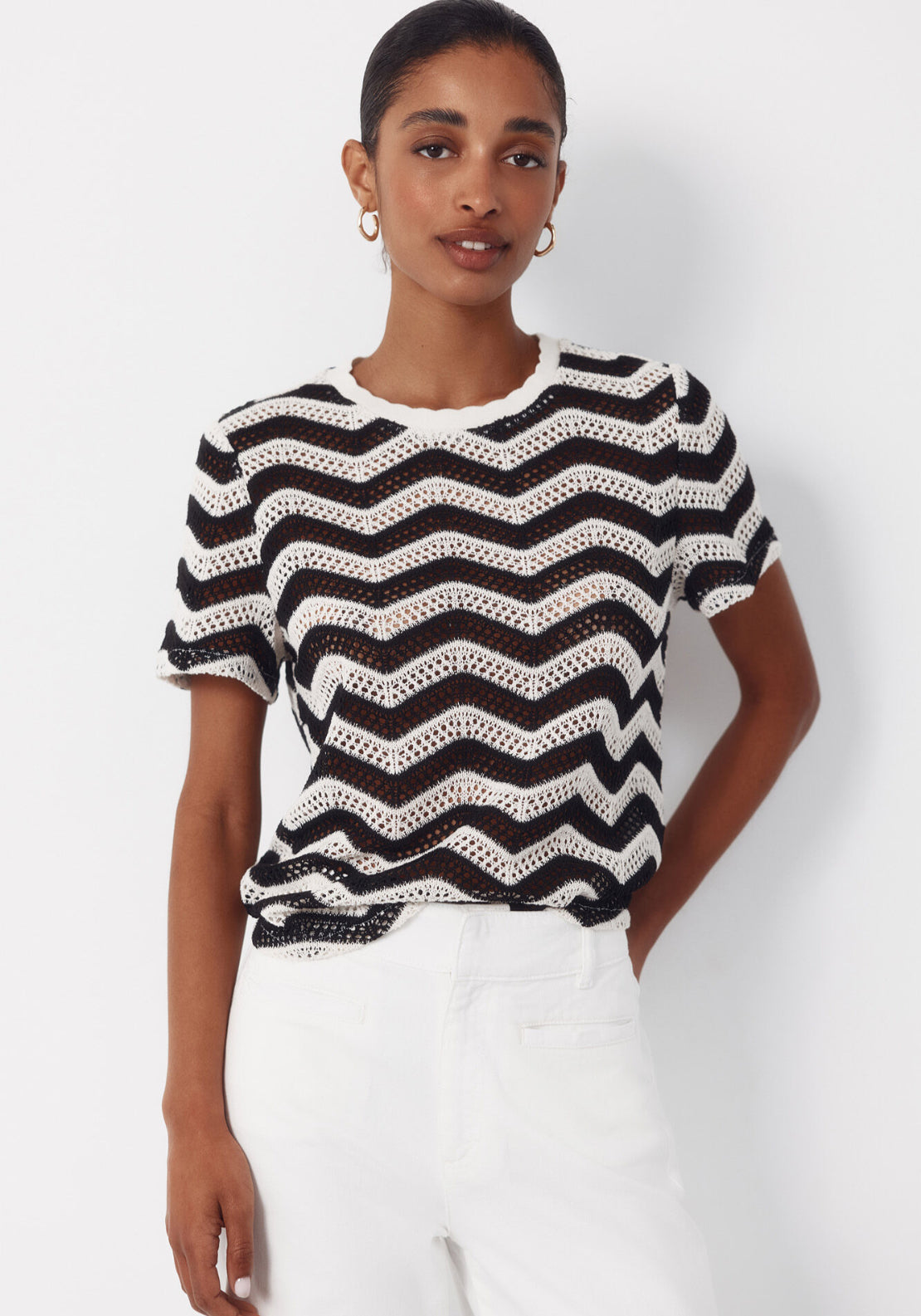Top Crochet Zig Zag - Black