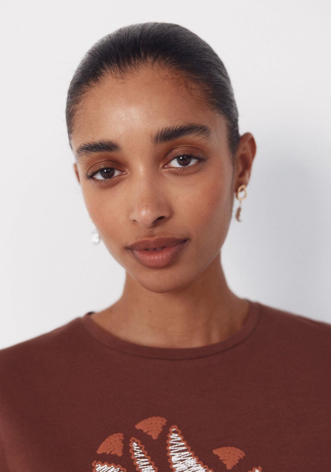 Cortefiel Cotton Printed T-Shirt - Brown 4 Shaws Department Stores