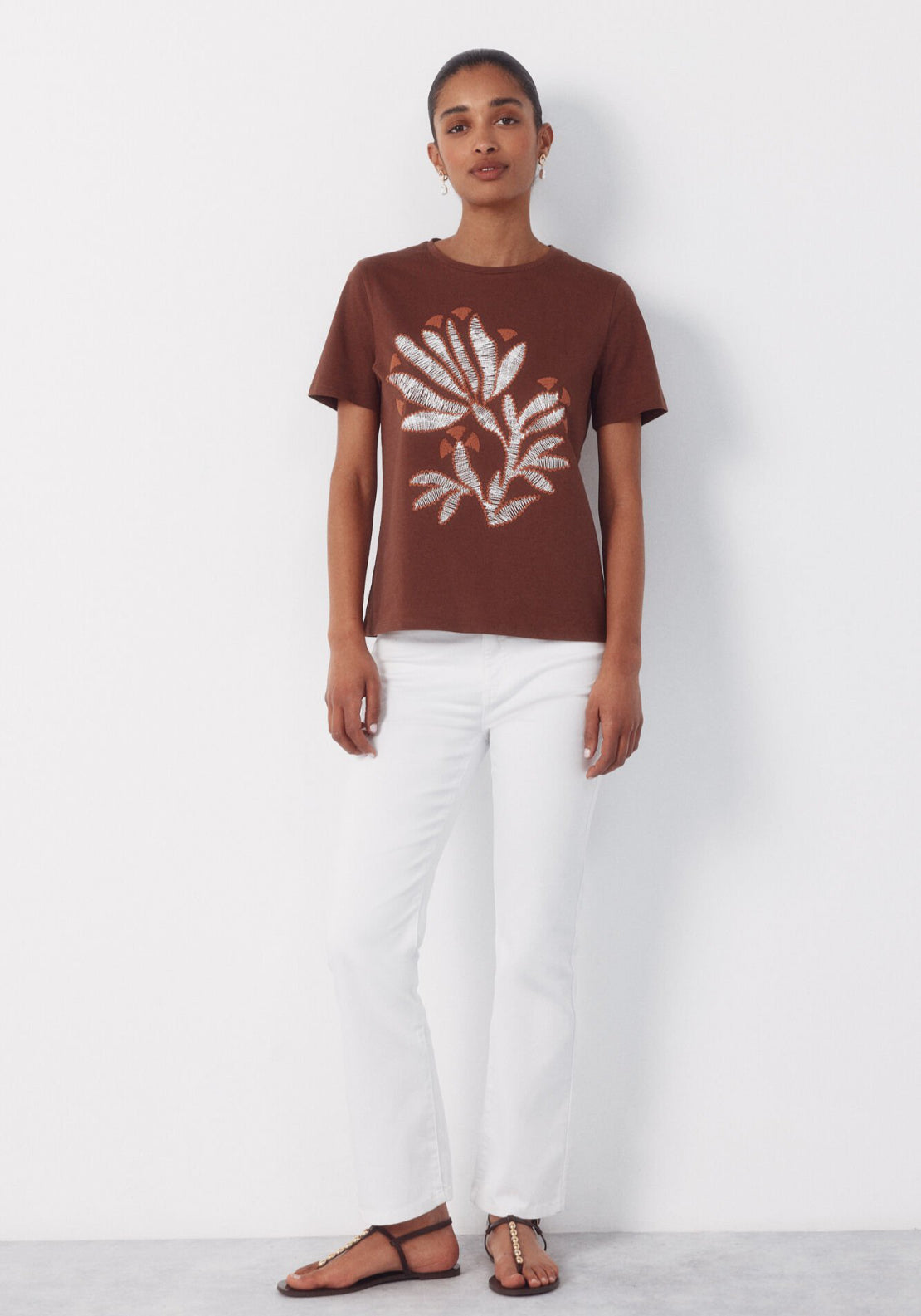 Cortefiel Cotton Printed T-Shirt - Brown 5 Shaws Department Stores