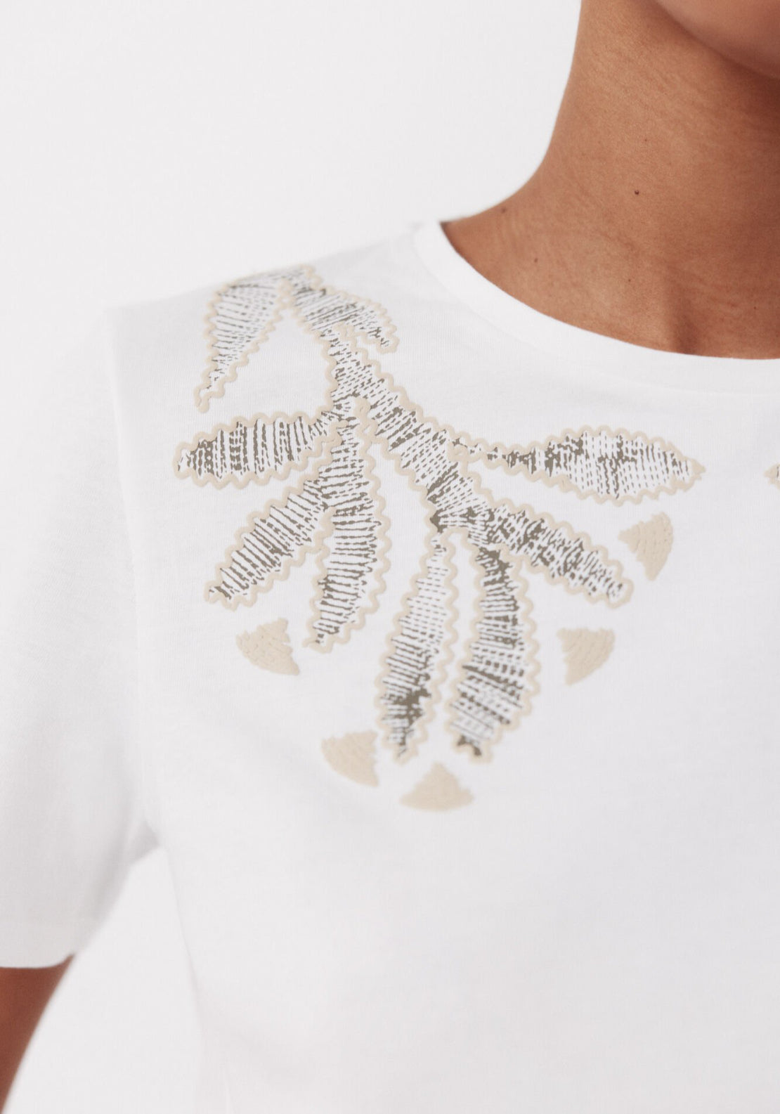Cortefiel Cotton Printed T-Shirt - White 4 Shaws Department Stores