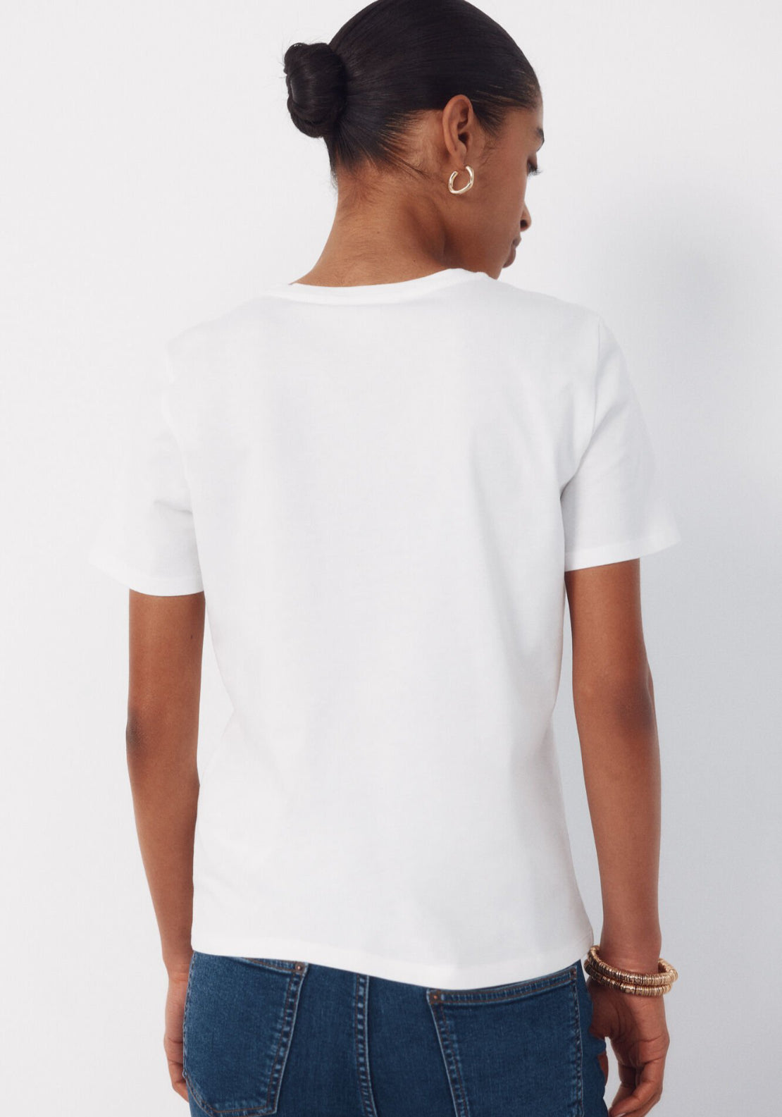 Cortefiel Cotton Printed T-Shirt - White 2 Shaws Department Stores