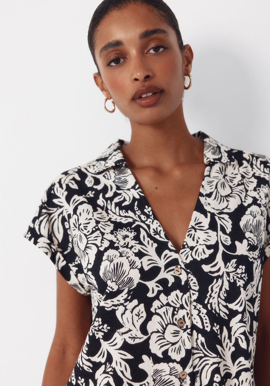 Piqué Polo Blouse - Black