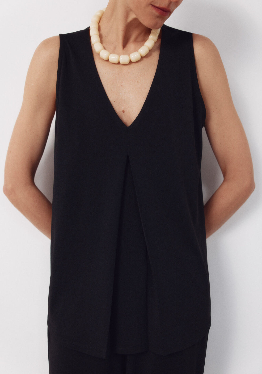 Long Pleated Top - Black