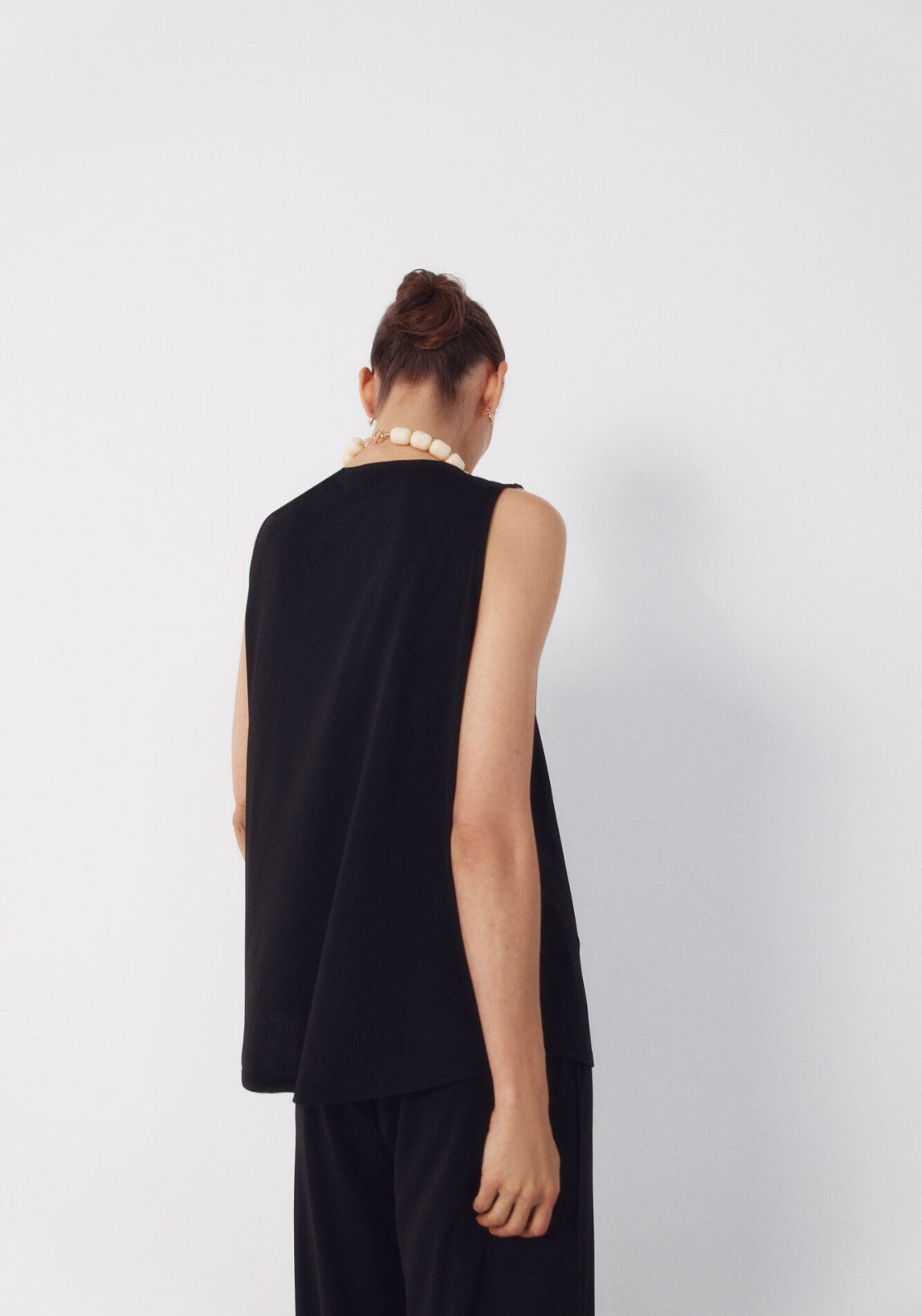 Long Pleated Top - Black