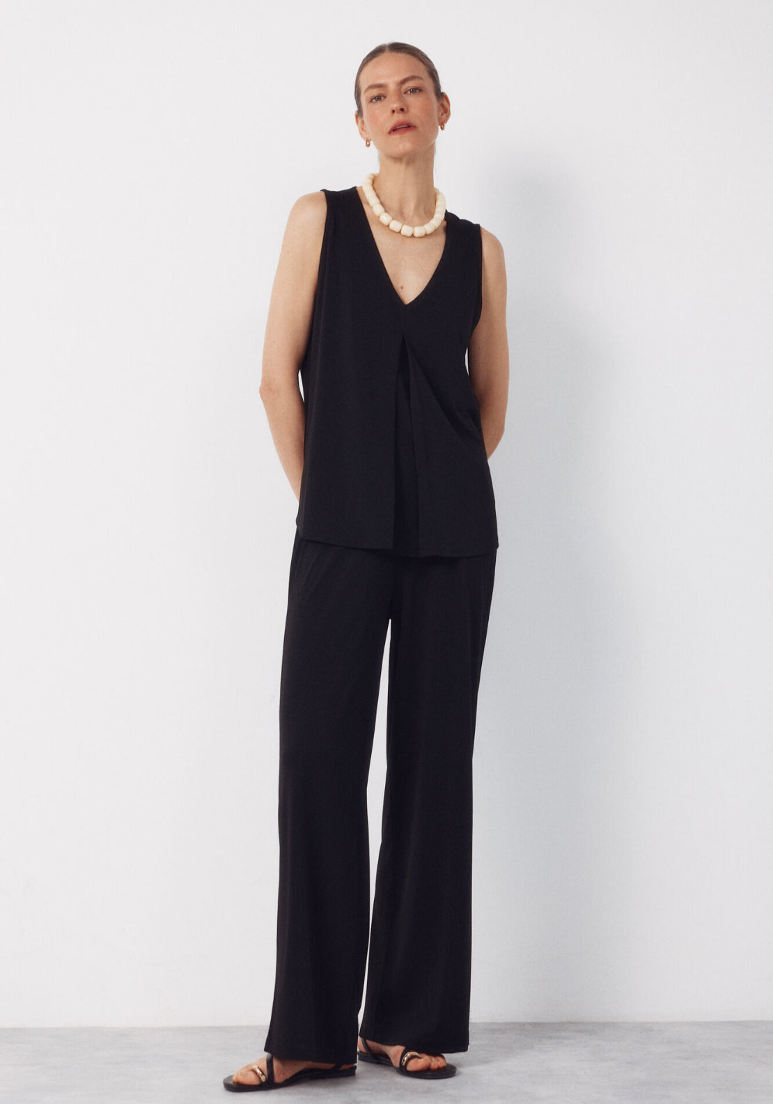 Long Pleated Top - Black