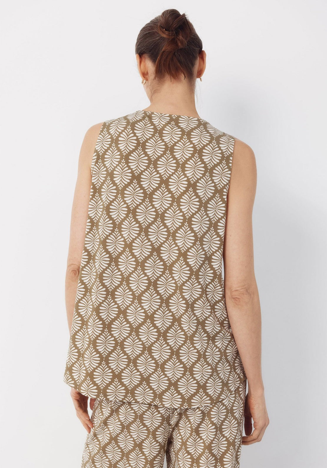 Cortefiel Long Pleated Top - Green 2 Shaws Department Stores