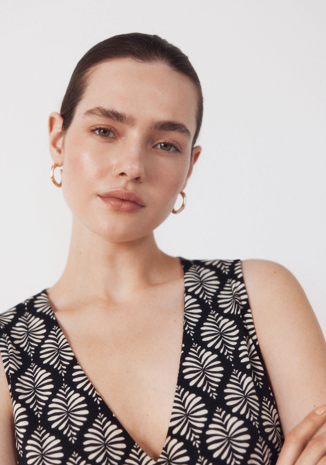 Cortefiel Long Pleated Top - Grey 5 Shaws Department Stores