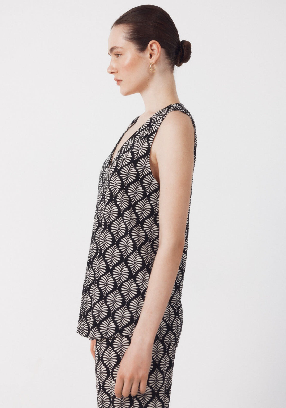 Cortefiel Long Pleated Top - Grey 3 Shaws Department Stores