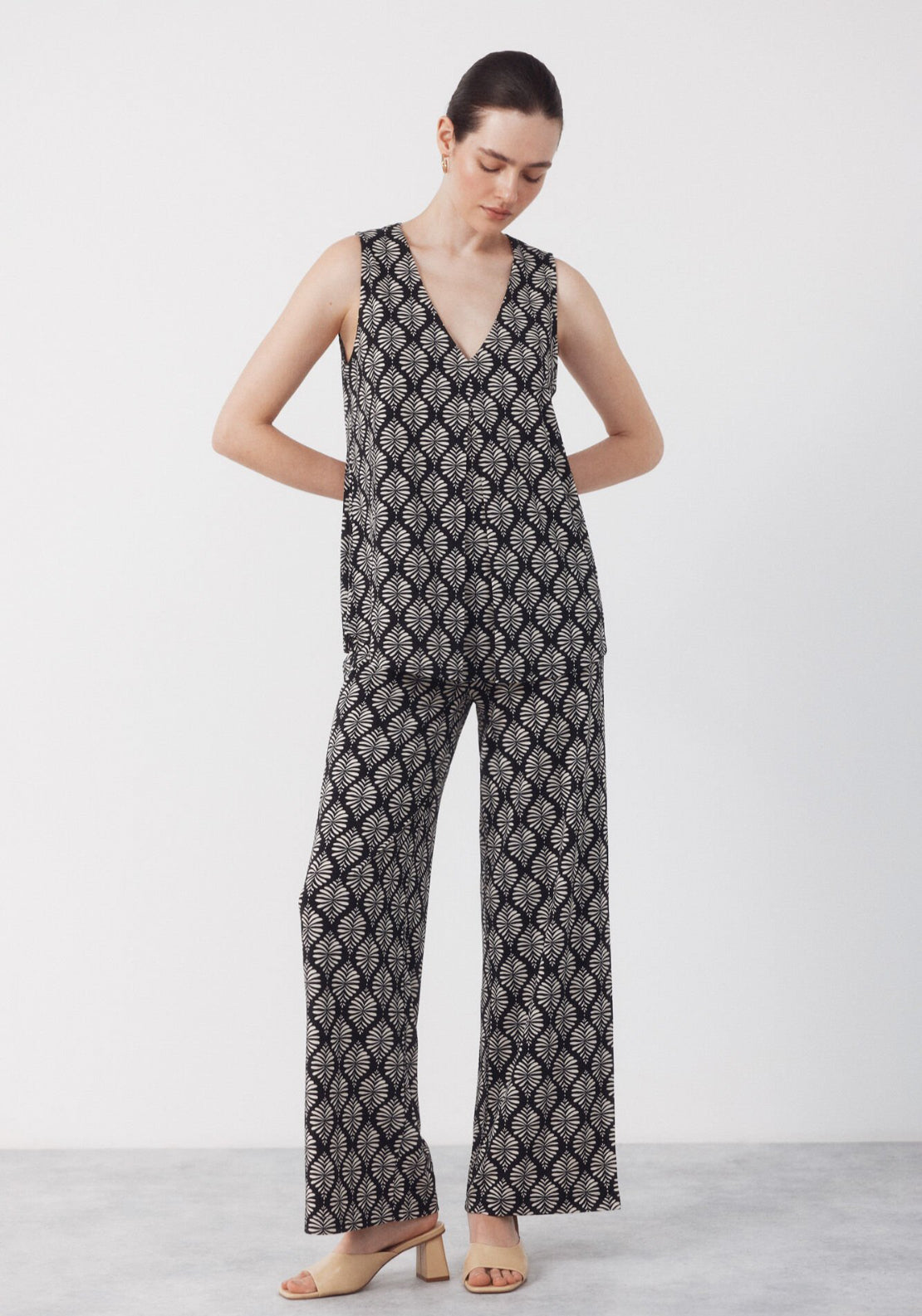 Cortefiel Long Pleated Top - Grey 6 Shaws Department Stores