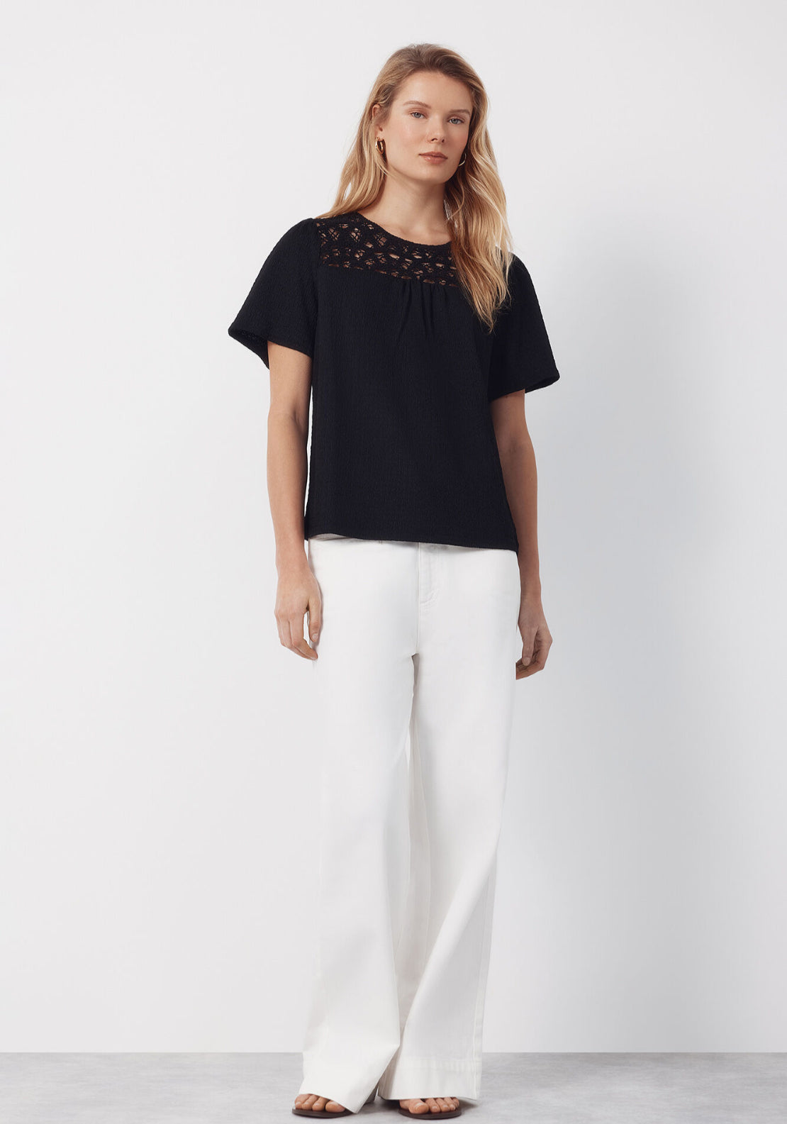 Combined Guipure Top - Black
