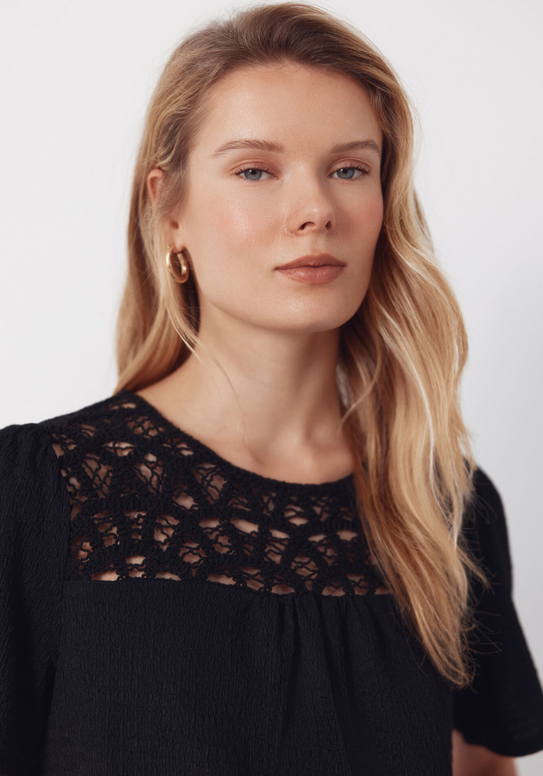 Combined Guipure Top - Black