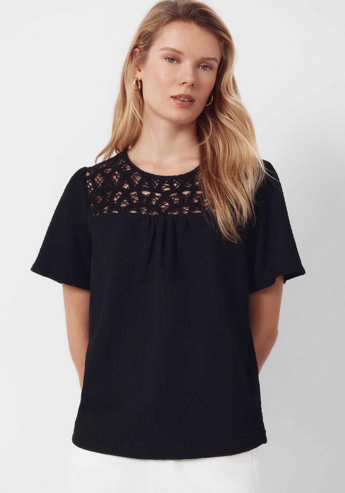 Combined Guipure Top - Black