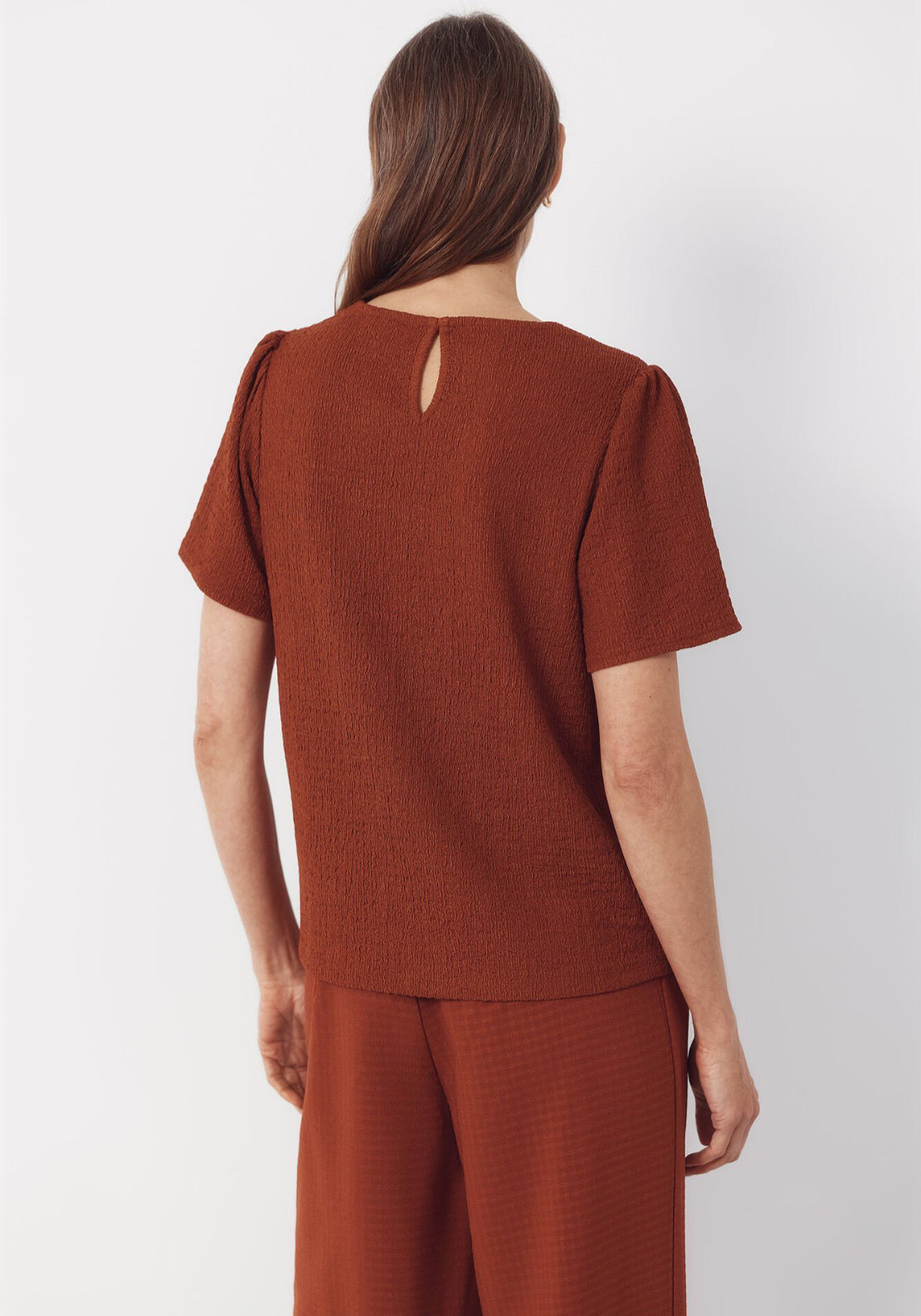 Cortefiel Combined Guipure Top - Brown 2 Shaws Department Stores