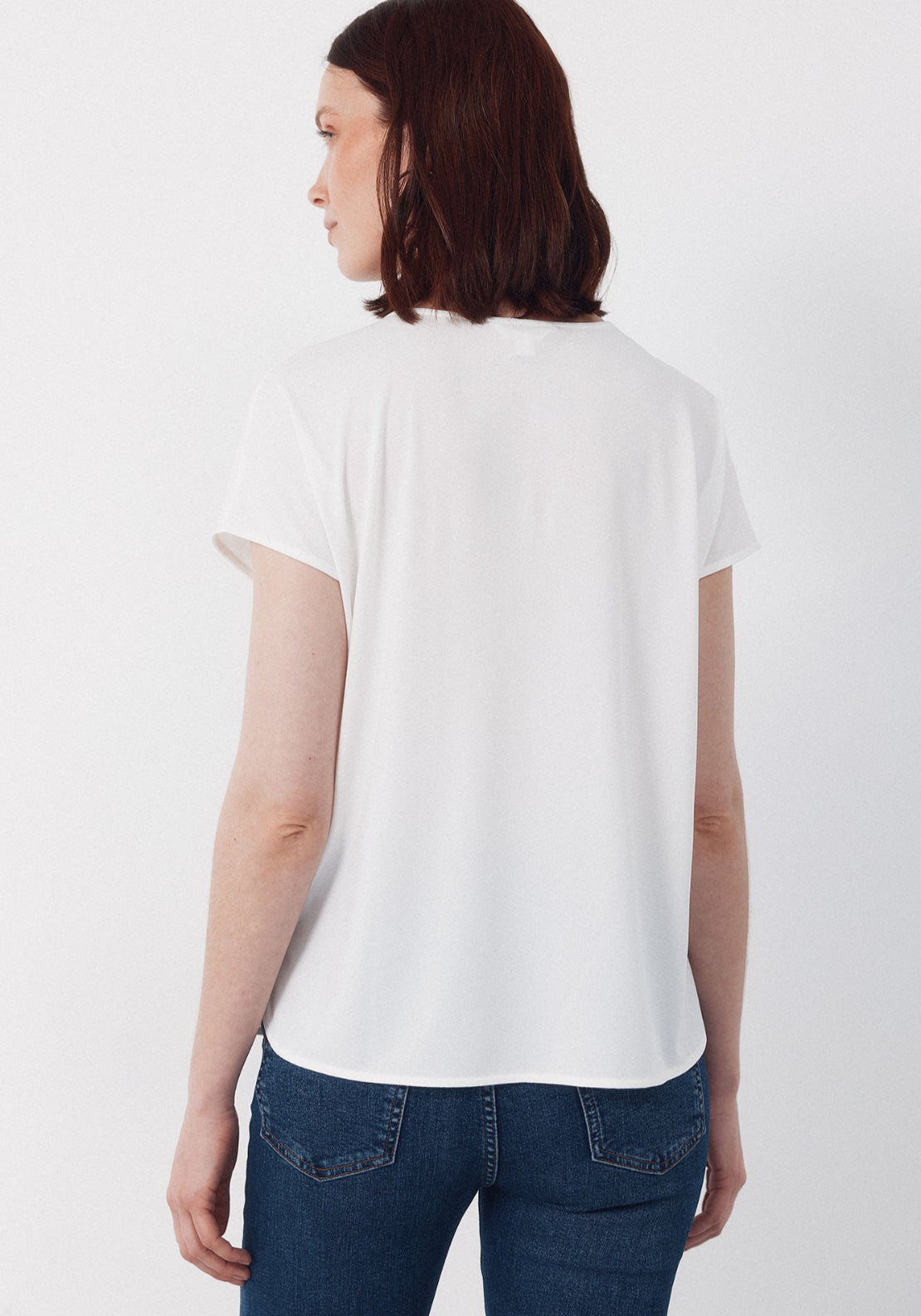 Cortefiel V- Buttons Neckline V - White 2 Shaws Department Stores
