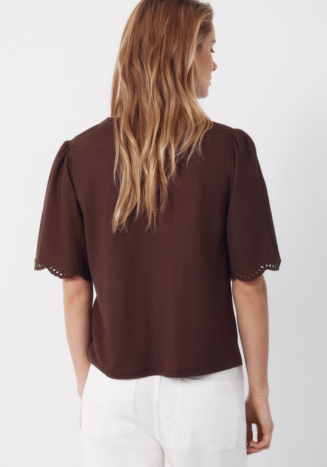 Cortefiel Embroidered T-Shirt - Brown 2 Shaws Department Stores
