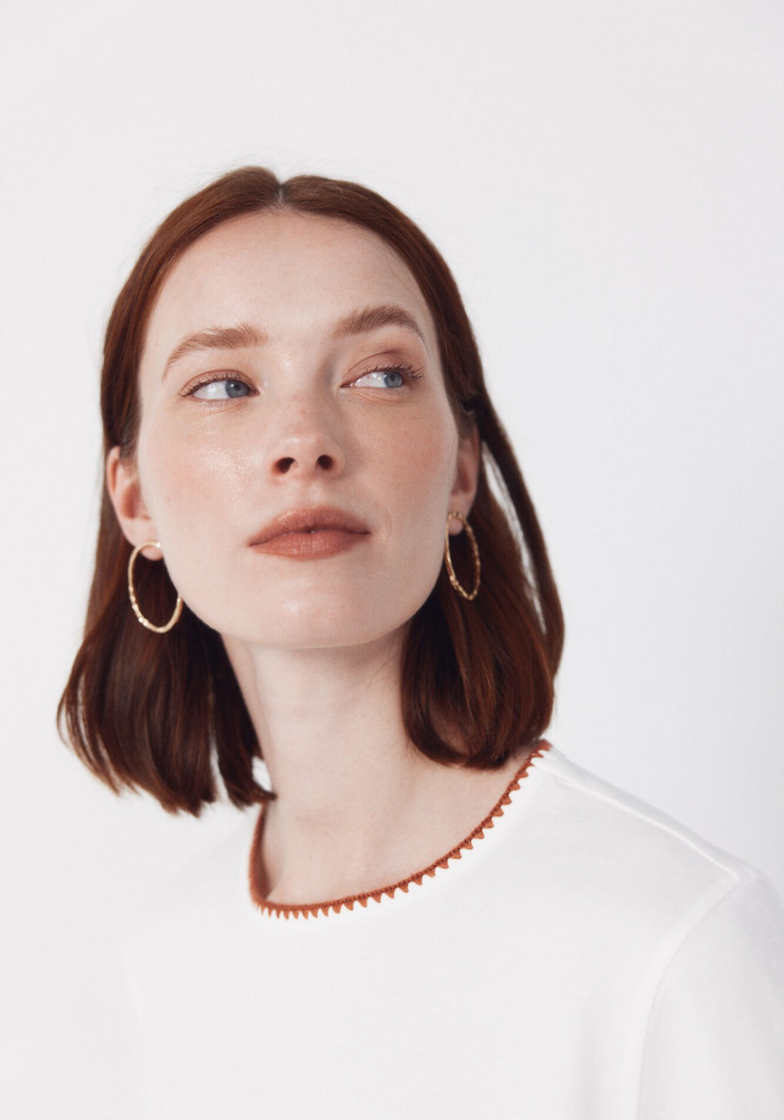 Cortefiel Embroidered Cotton T-Shirt - White 4 Shaws Department Stores