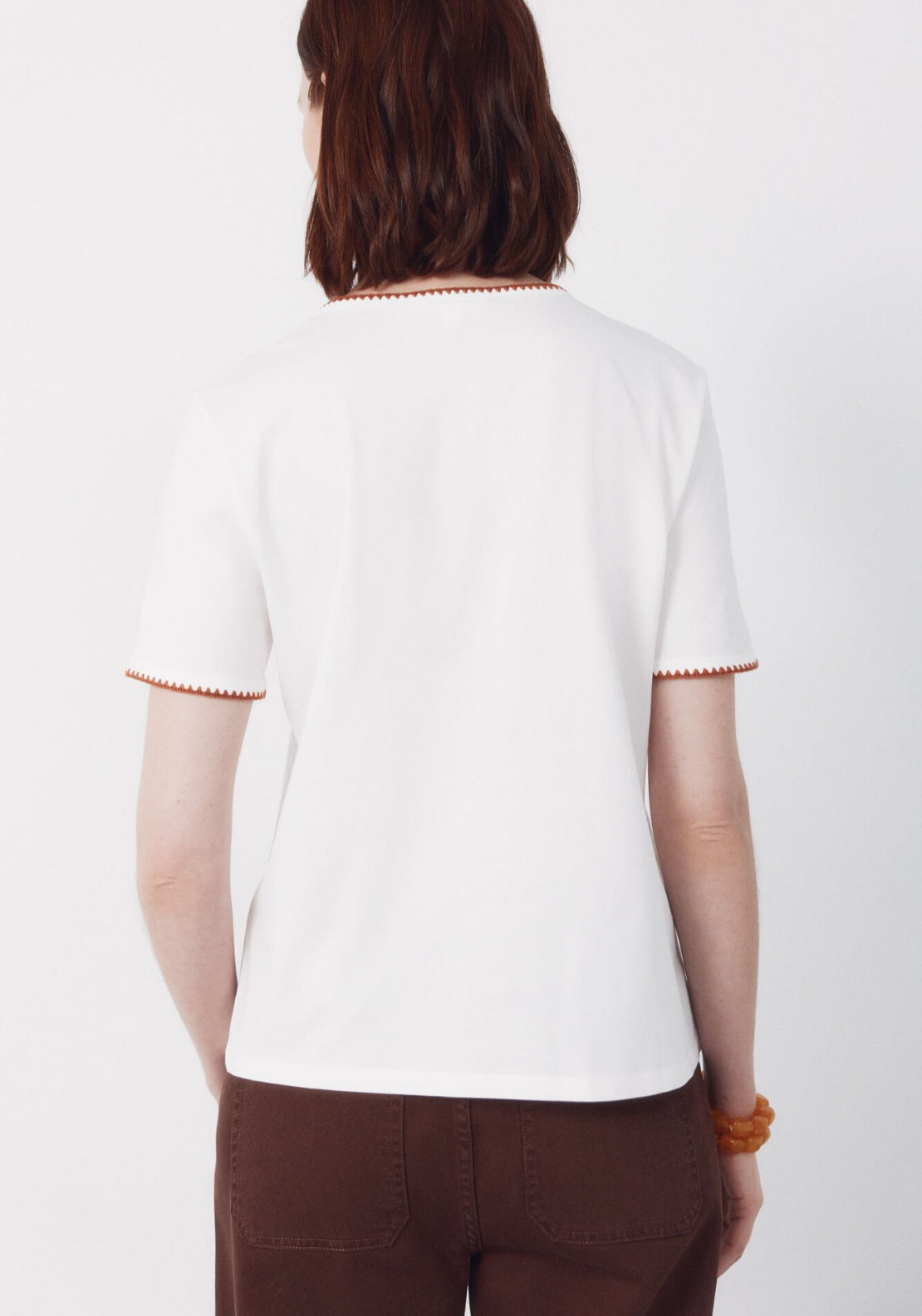 Cortefiel Embroidered Cotton T-Shirt - White 2 Shaws Department Stores