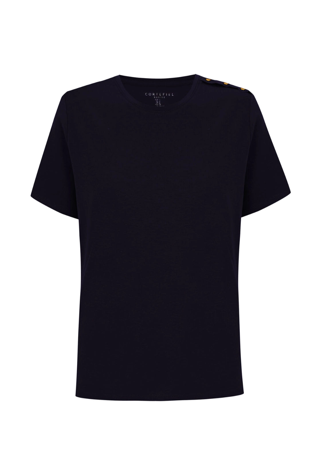 Gold button basic T-shirt - Navy