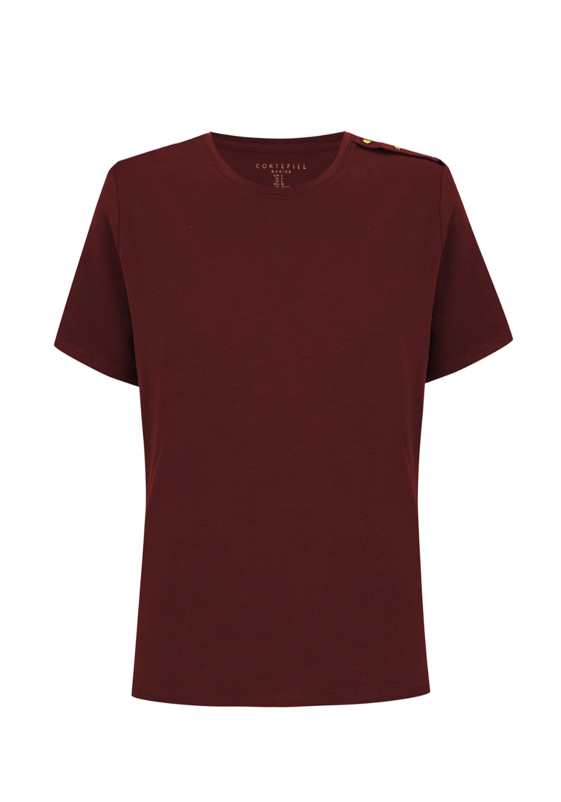 Gold button basic T-shirt - Maroon