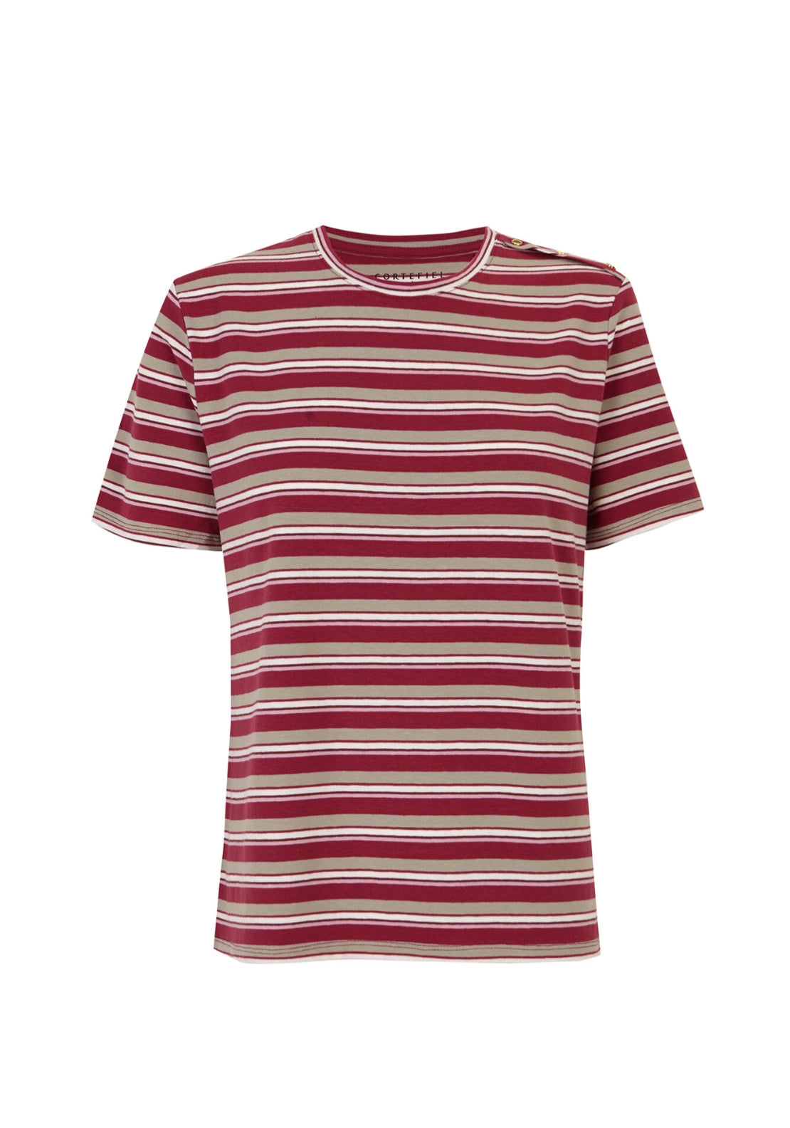 Gold button basic T-shirt - Multicoloured