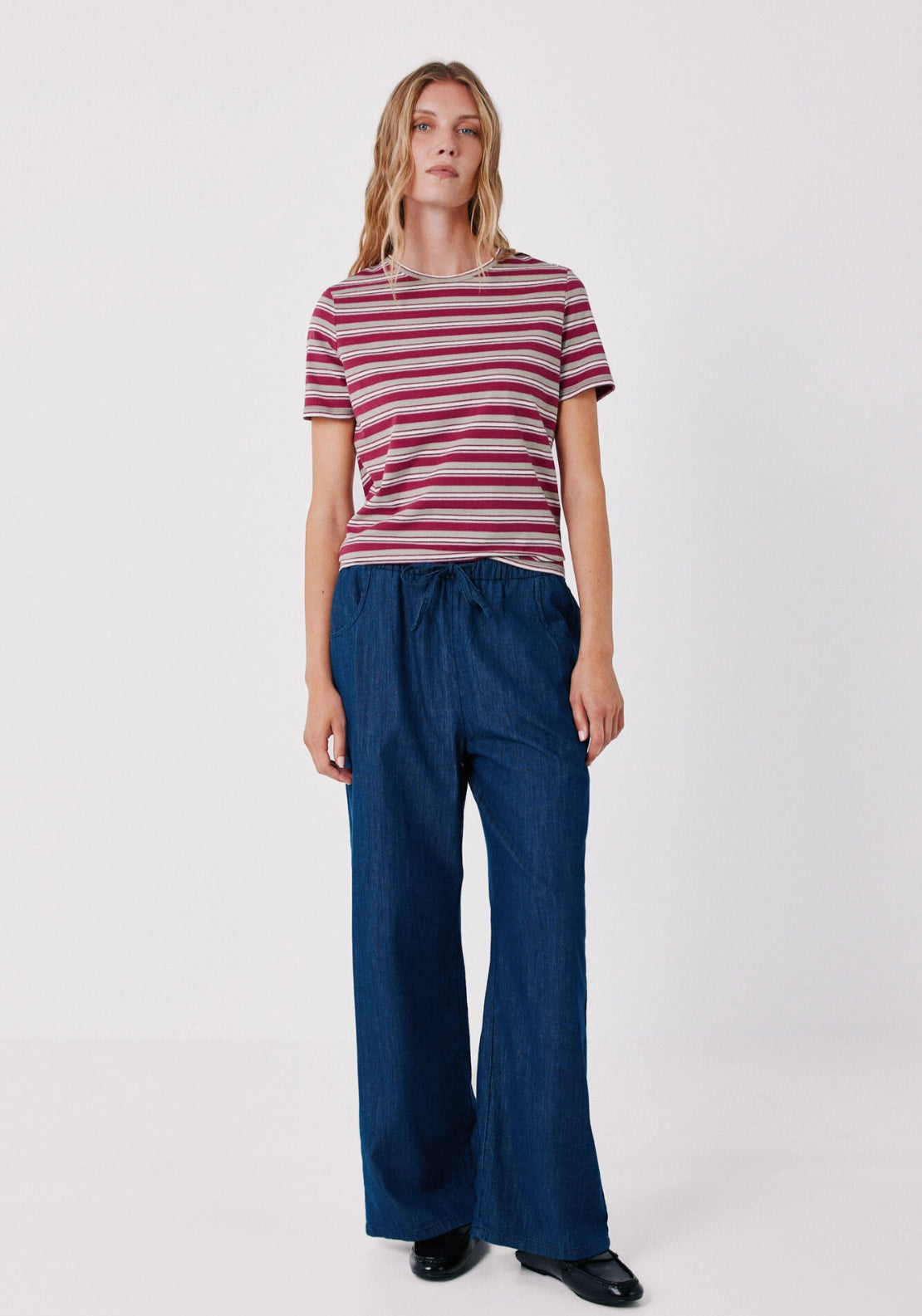 Gold button basic T-shirt - Multicoloured