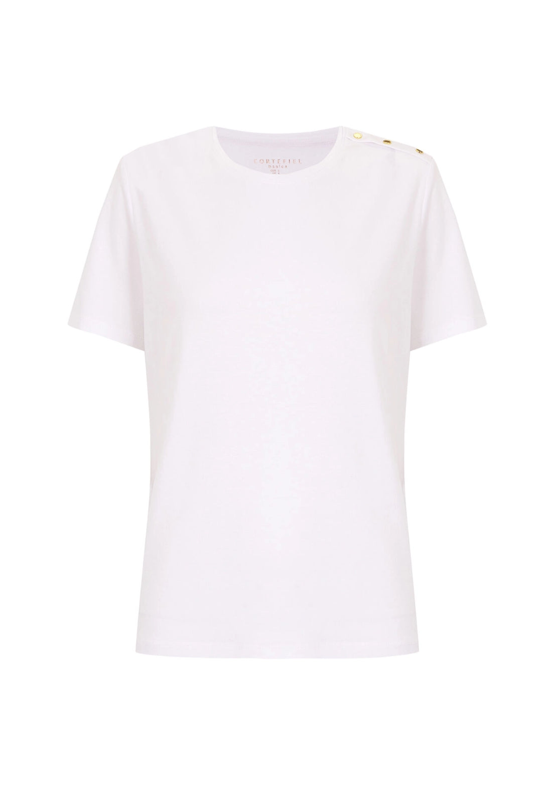 Gold button basic T-shirt - White